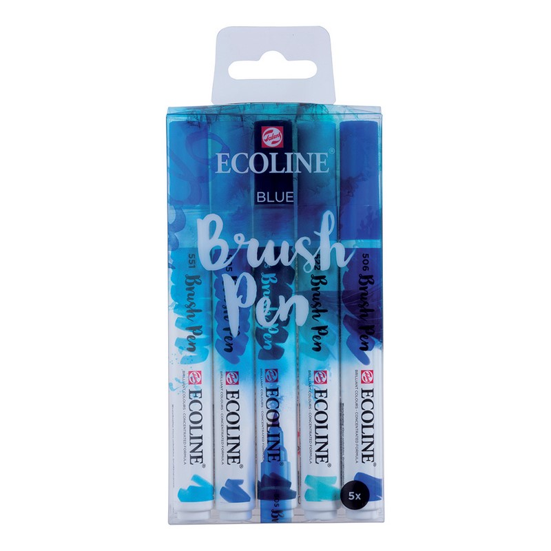 ROYAL TALENS Akvarelový ECOLINE Brush Pen, 5ks modré
