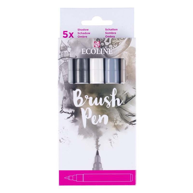 ROYAL TALENS Akvarelový ECOLINE Brush Pen, 5ks šedé