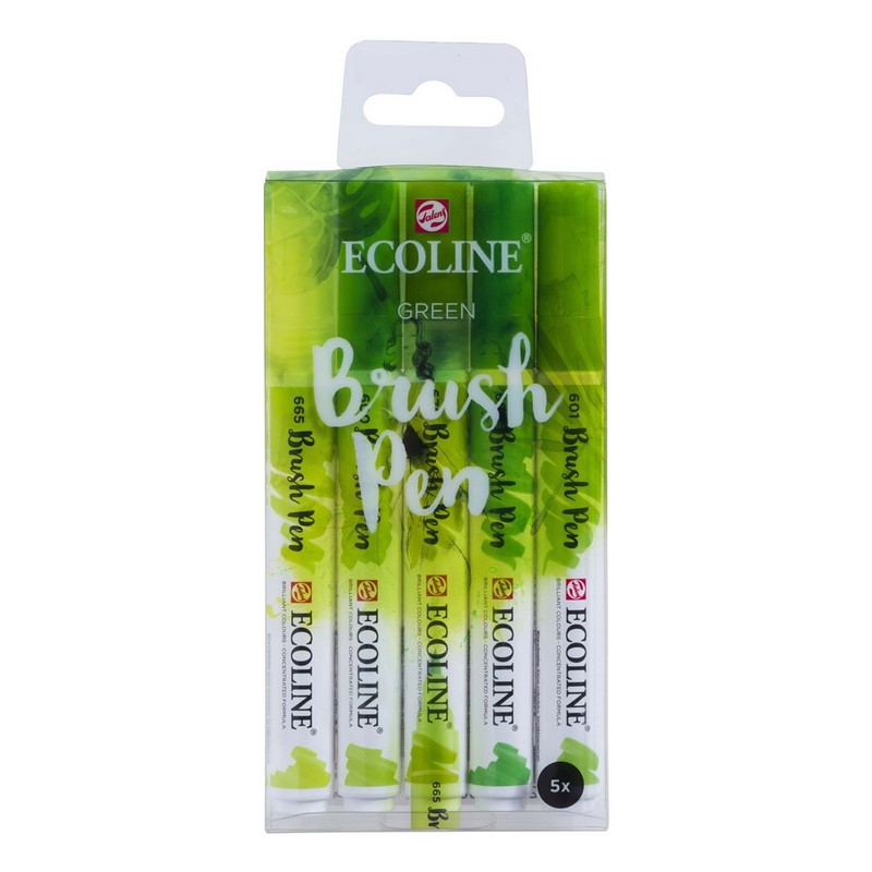 ROYAL TALENS Akvarelový ECOLINE Brush Pen, 5ks zelené