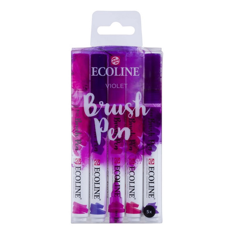 ROYAL TALENS Akvarelový ECOLINE Brush Pen, 5ks fialové