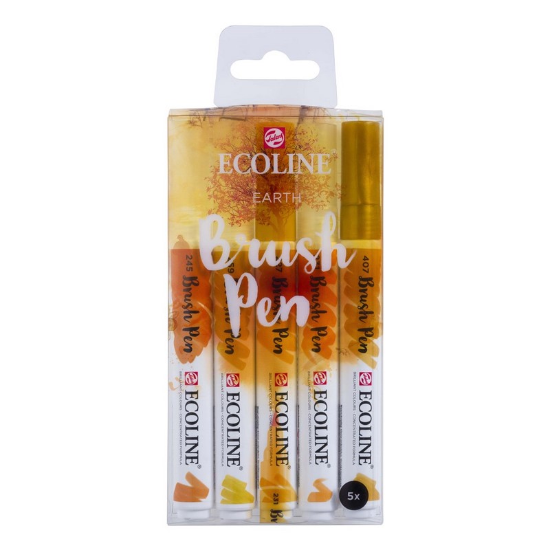 ROYAL TALENS Akvarelový ECOLINE Brush Pen, 5ks zemité