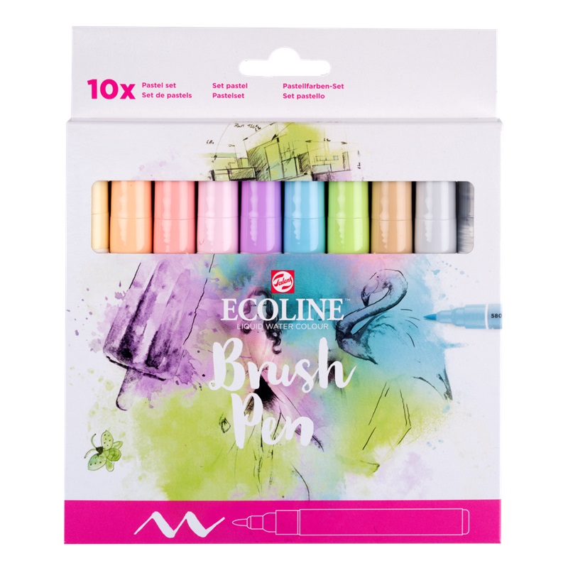 ROYAL TALENS Akvarelový ECOLINE Brush Pen, 10ks pastelové