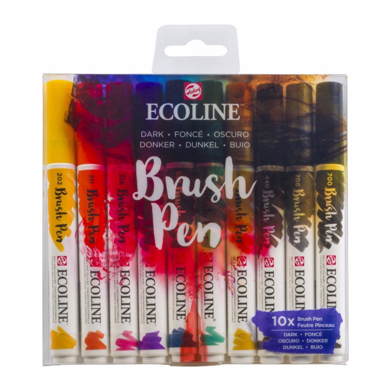 ROYAL TALENS Akvarelový ECOLINE Brush Pen, 10ks tmavé