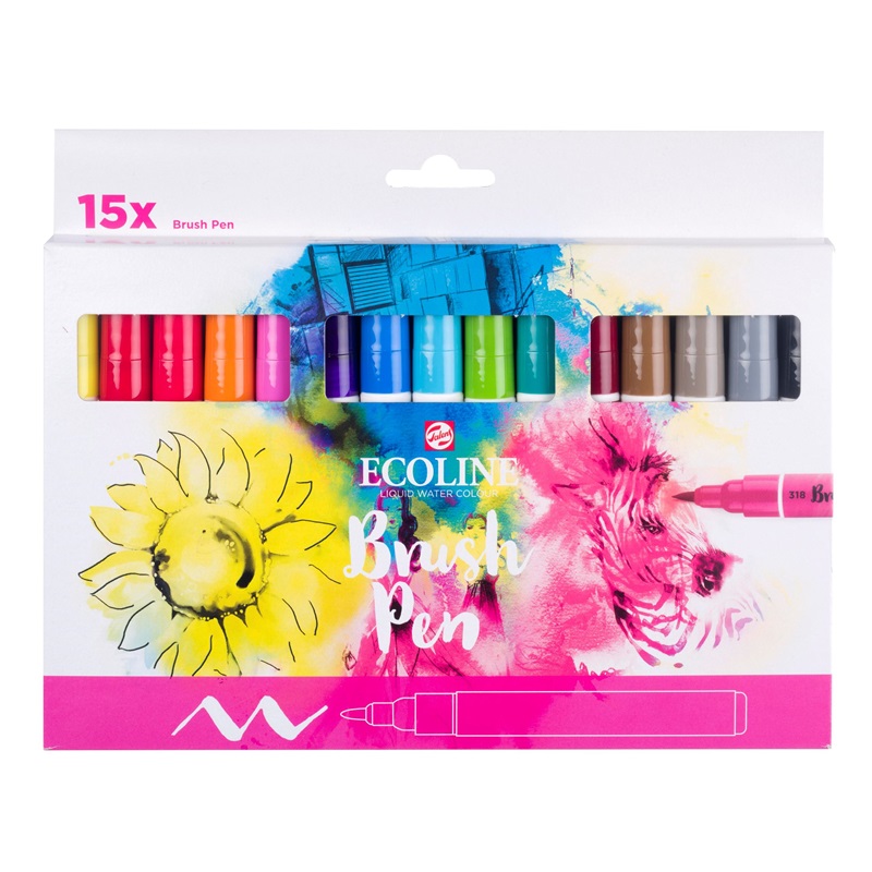 ROYAL TALENS Akvarelový ECOLINE Brush Pen, 15ks základní