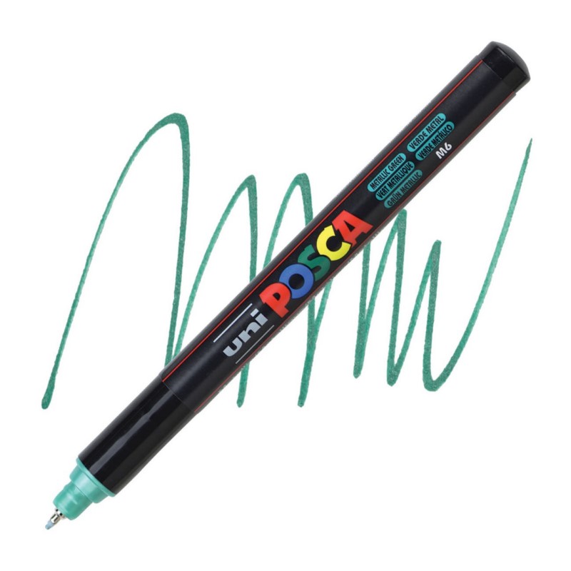 Akrylová fixa UNI POSCA 1MR, metalická zelená (M6)