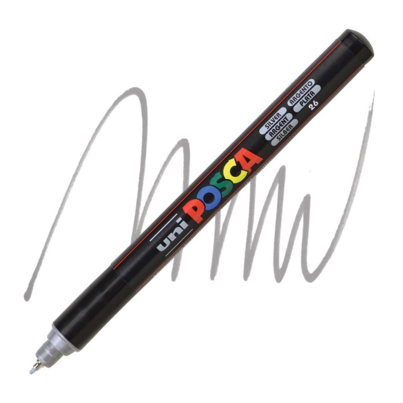 Akrylová fixa UNI POSCA 1MR, stříbrná (26)
