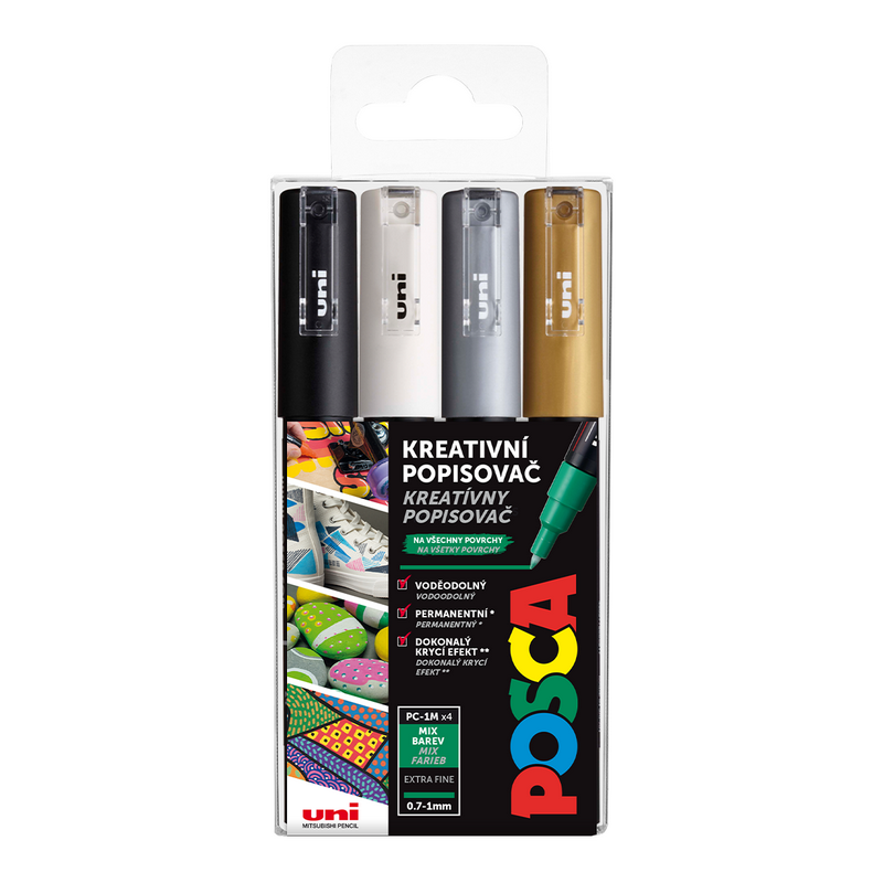 Akrylové fixy UNI POSCA 1M, 4ks