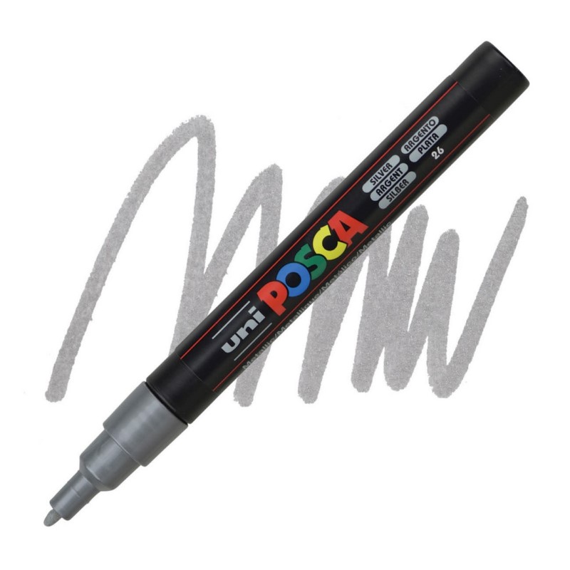 Akrylová fixa UNI POSCA 3M, stříbrná (26)