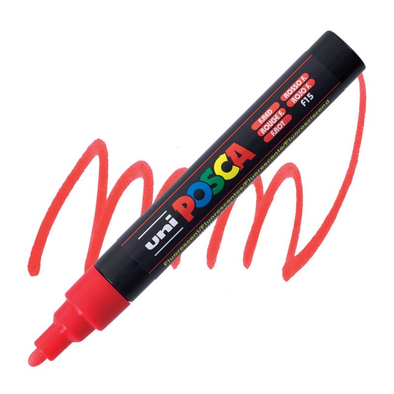 Akrylová fixa UNI POSCA 5M, fluorescenční červená (F15)