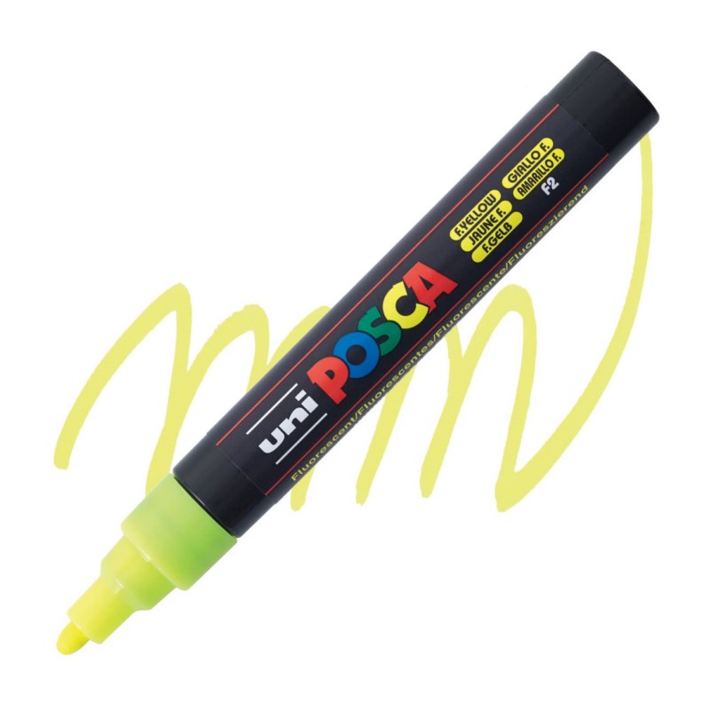 Akrylová fixa UNI POSCA 5M, fluorescenční žlutá (F2)