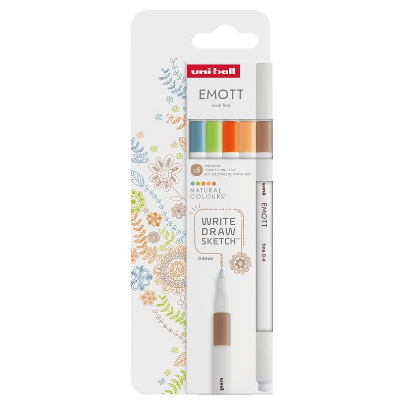 UNI EMOTT fine liner 0,4mm, 5ks Natural