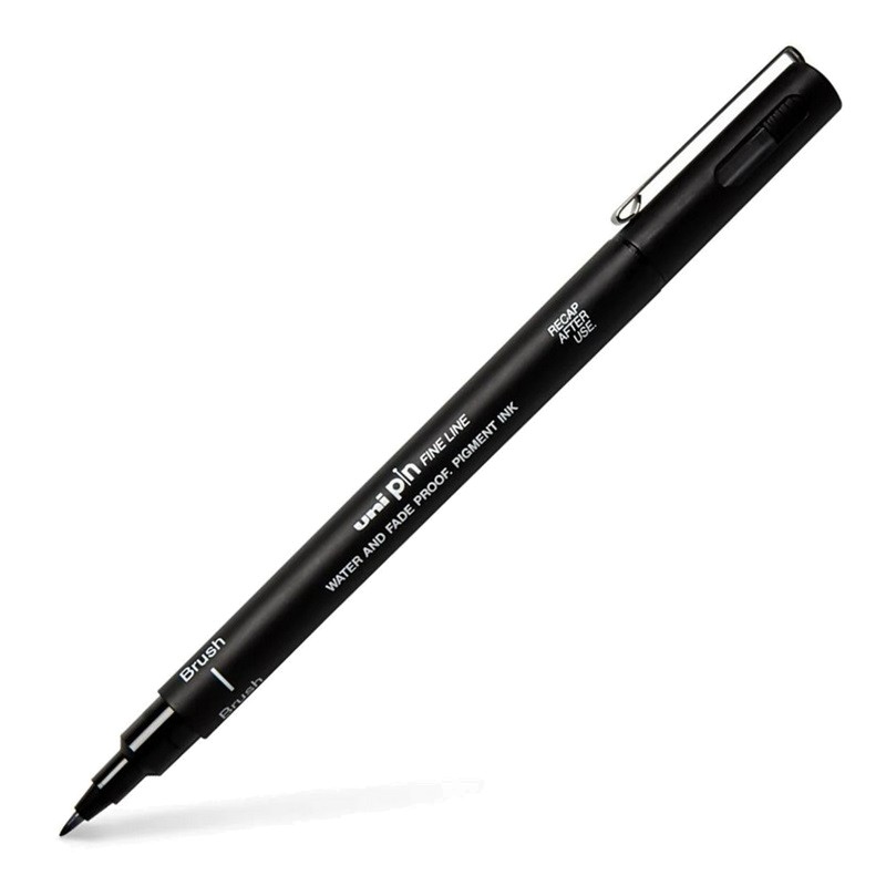 UNI PIN fine liner, černý štětcový