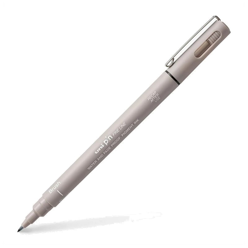 UNI PIN fine liner, světle šedý štětcový