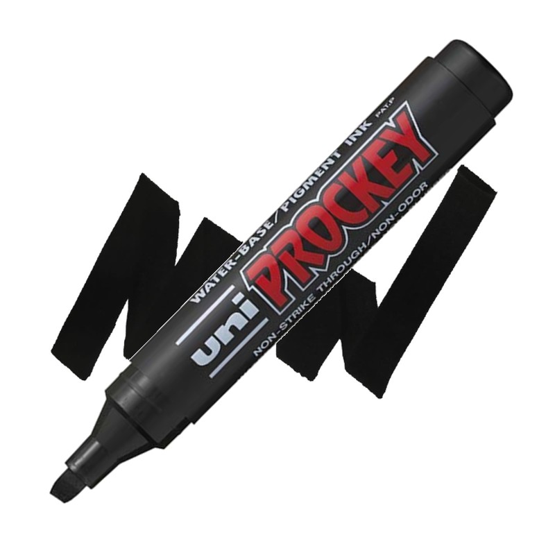 UNI PROCKEY permanentní popisovač, černý šikmý