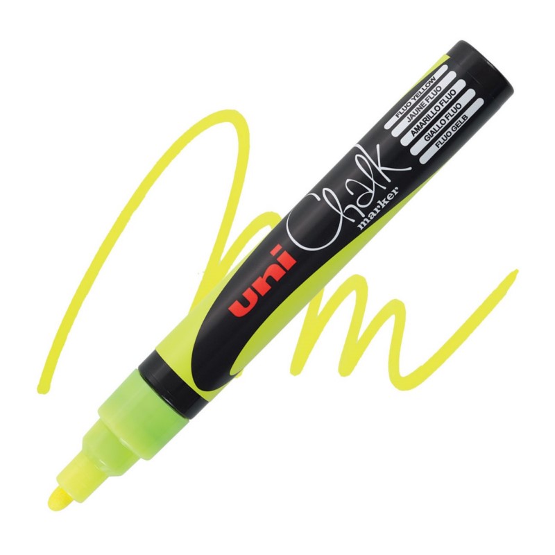 Křídová fixa UNI CHALK 5M, fluorescenční žlutá