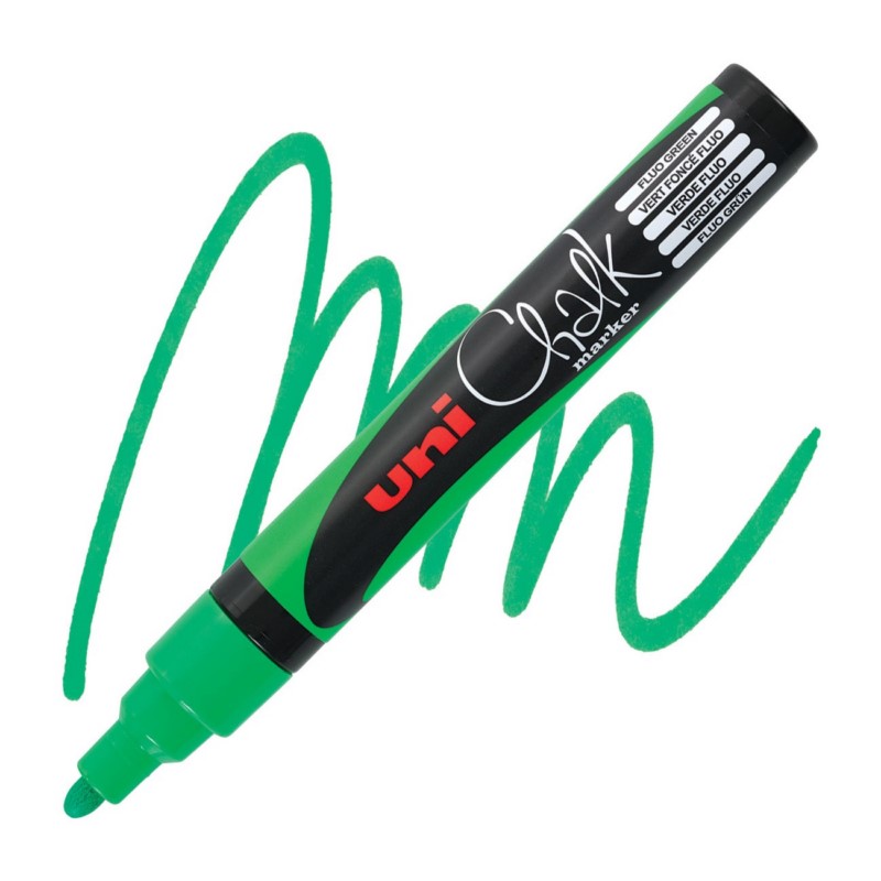 Křídová fixa UNI CHALK 5M, fluorescenční zelená