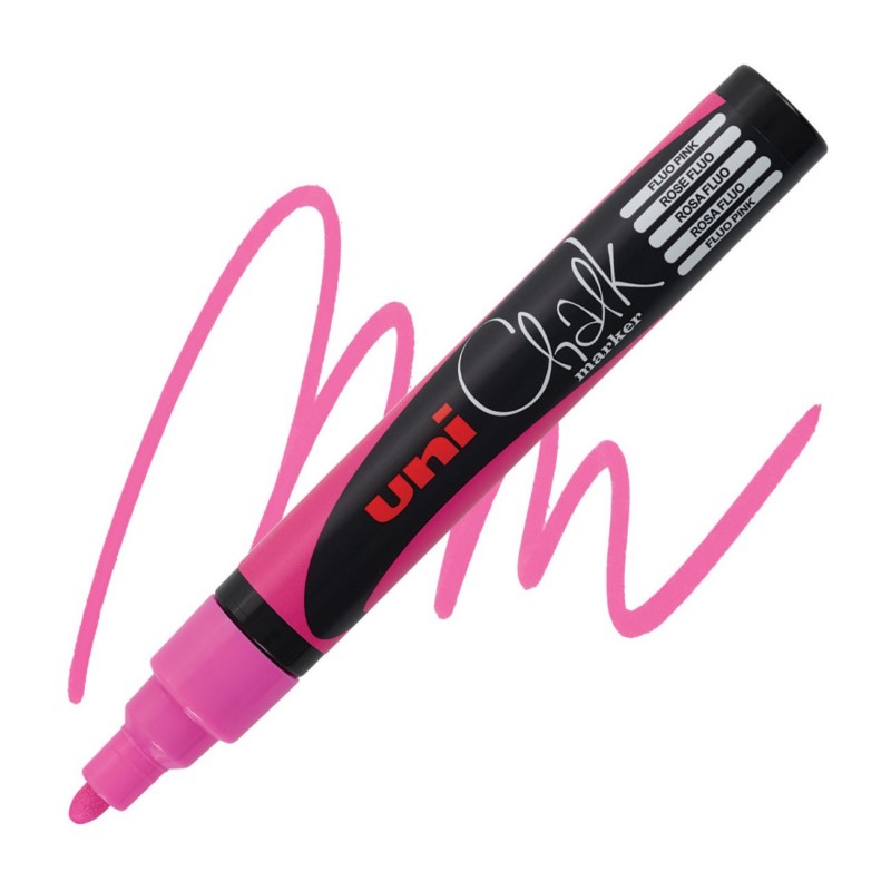 Křídová fixa UNI CHALK 5M, fluorescenční růžová