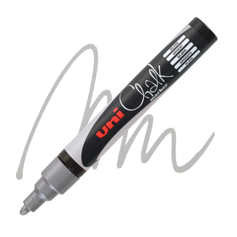 Křídová fixa UNI CHALK 5M, stříbrná