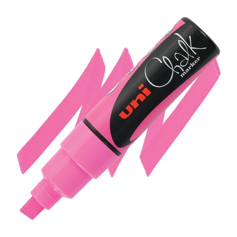 Křídová fixa UNI CHALK 8K, fluorescenční růžová