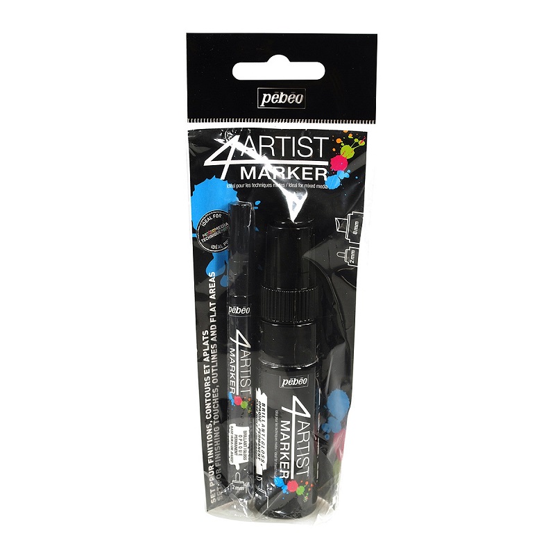 PEBEO 4Artist lakový popisovač 2mm a 8mm, 2ks černý