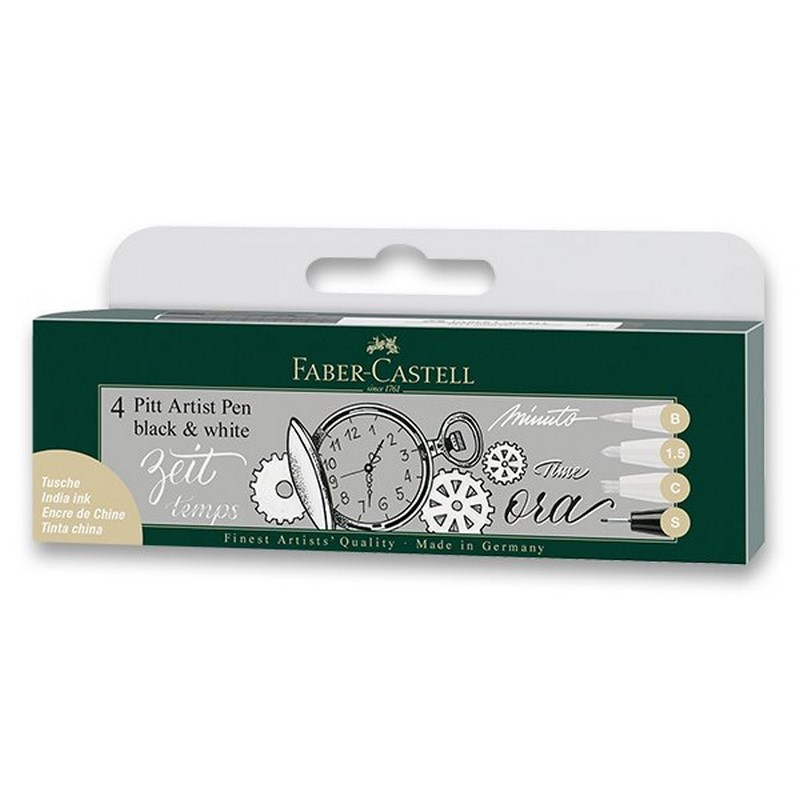 FABER-CASTELL PITT Artist Pen, set 4ks black & white