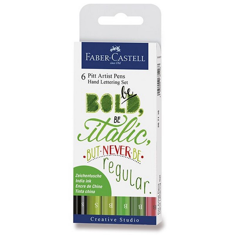 FABER-CASTELL PITT Artist Pen Lettering, set 6ks zelené