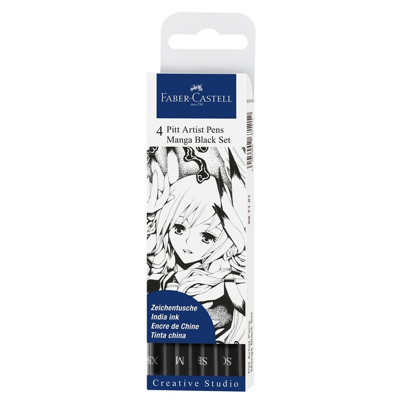 FABER-CASTELL PITT Artist Pen Manga, set 4ks černé II