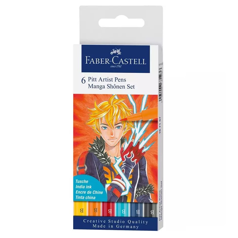 FABER-CASTELL PITT Artist Pen Manga, set 6ks "SHÔNEN"