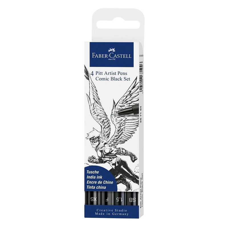 FABER-CASTELL PITT Artist Pen Comic, set 4ks černé