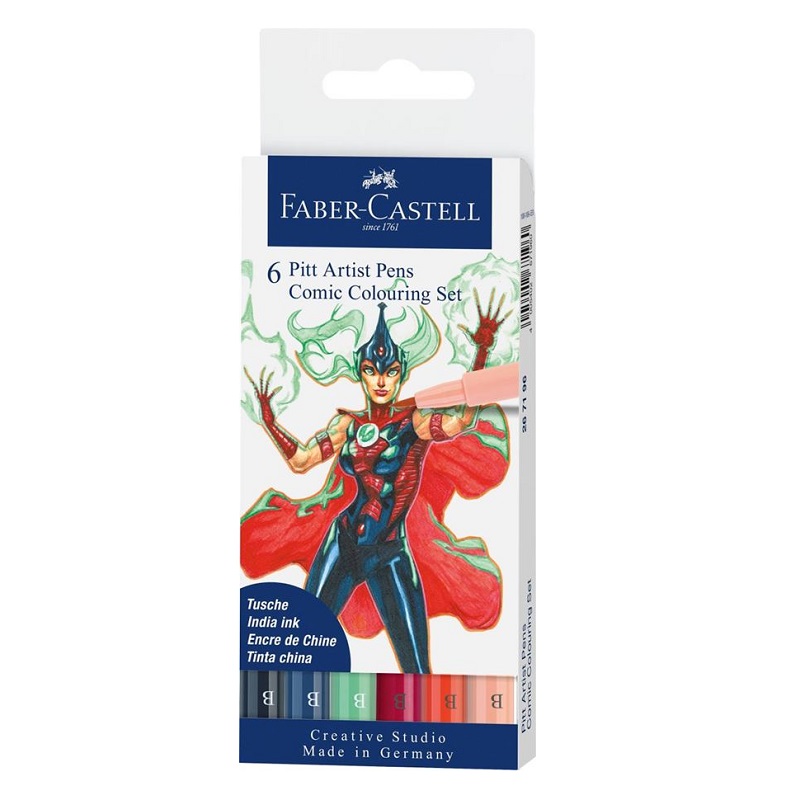 FABER-CASTELL PITT Artist Pen Comic, set 6ks barevné
