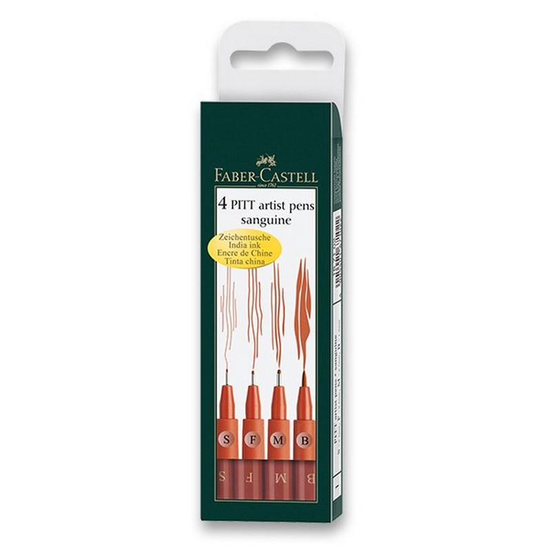 FABER-CASTELL PITT Artist Pen Liner, set 4ks sanguine "S-B"