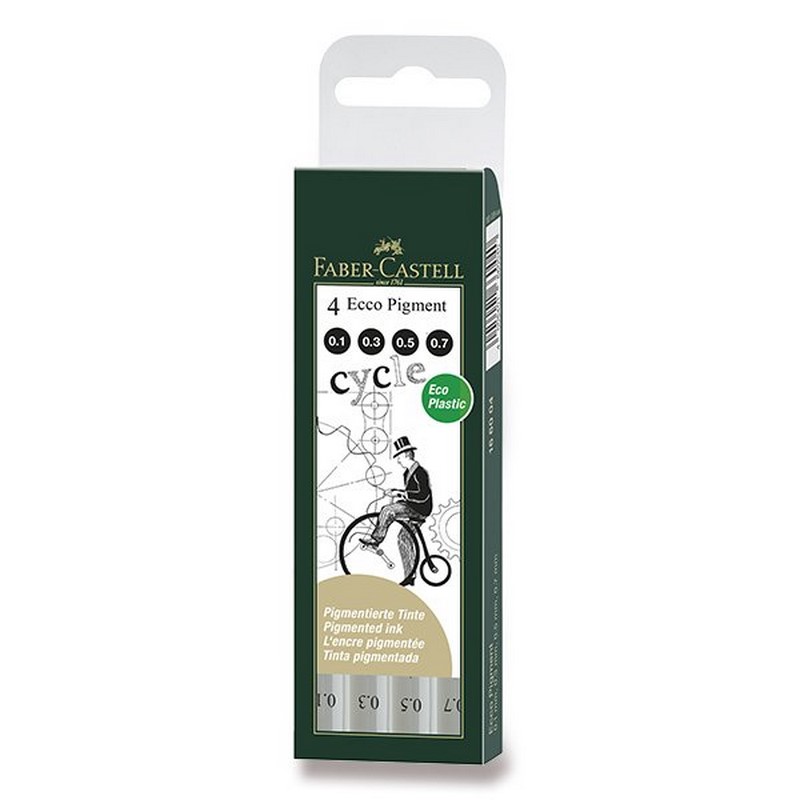 FABER-CASTELL ECCO Pigment, set 4ks černé "0,1-0,7"