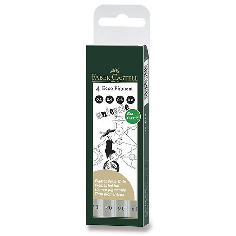 FABER-CASTELL ECCO Pigment, set 4ks černé "0,2-0,8"
