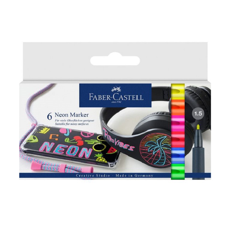 FABER-CASTELL Artist Pen Neon, 6ks