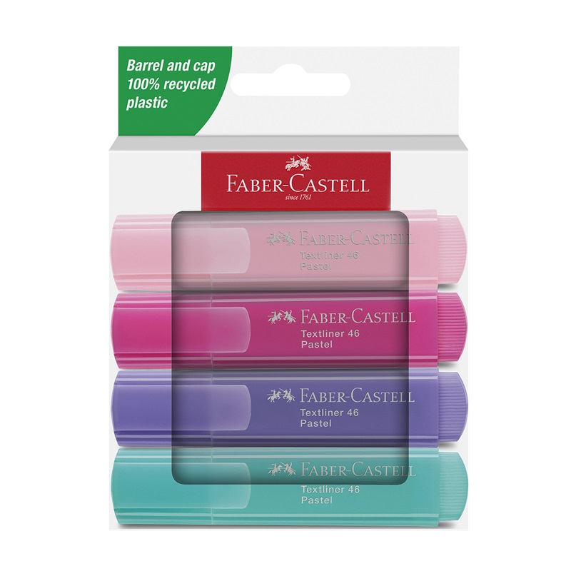 FABER-CASTELL zvýrazňovač Textliner 1546, set 4ks PASTEL