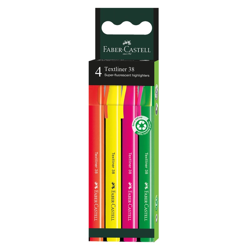FABER-CASTELL zvýrazňovač Textliner 38, set 4ks