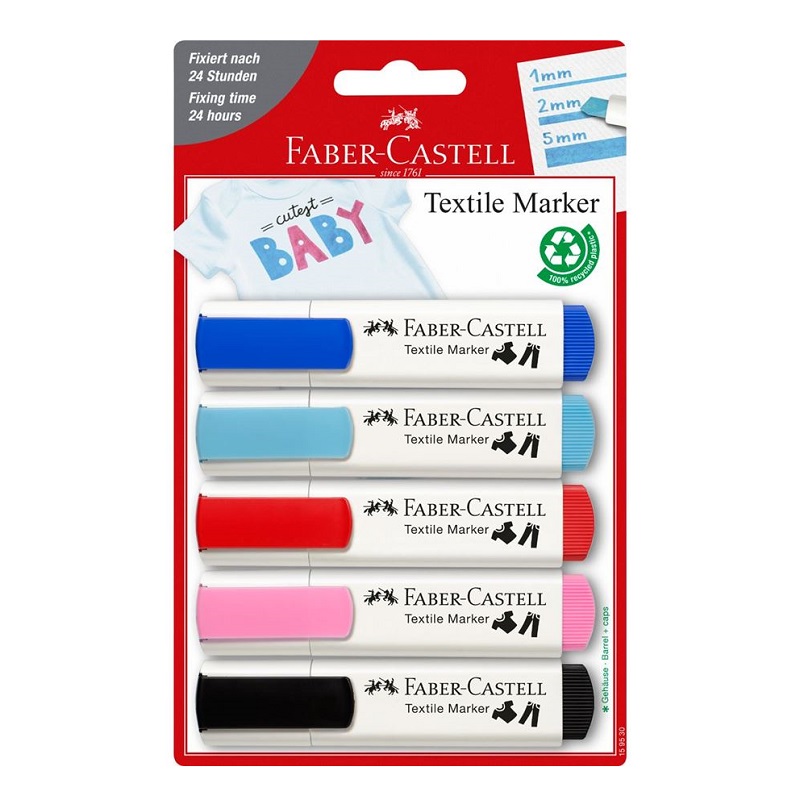FABER-CASTELL fixy na textil, set 5ks sekundární