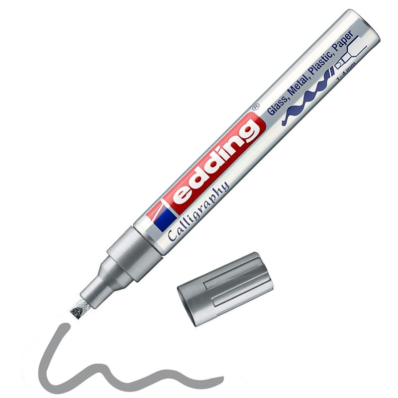 Lakový popisovač EDDING 755 kaligrafický, stříbrný