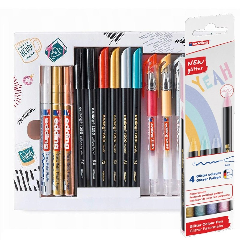 Sada EDDING Seasonal Colouring, 13ks + DÁREK fix EDDING 1200 GLITTER 4ks pastelové