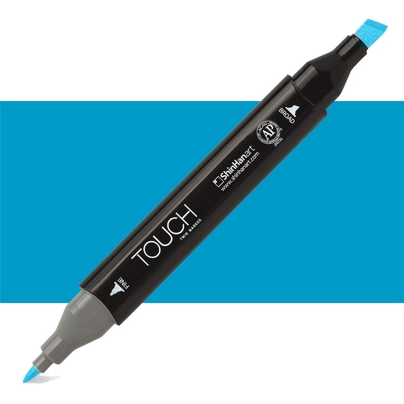 Lihová fixa TOUCH oboustranná Fine & Chisel, B261 Primary cyan