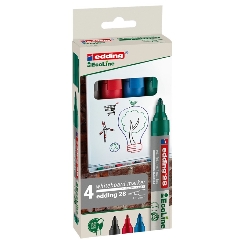 Popisovače na bílé tabule EDDING 28 EcoLine, 4 ks