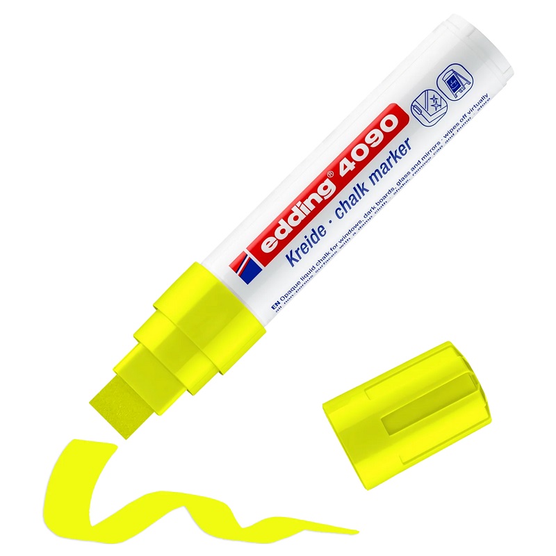 Křídový popisovač na sklo a tabule EDDING 4090, NEON žlutý