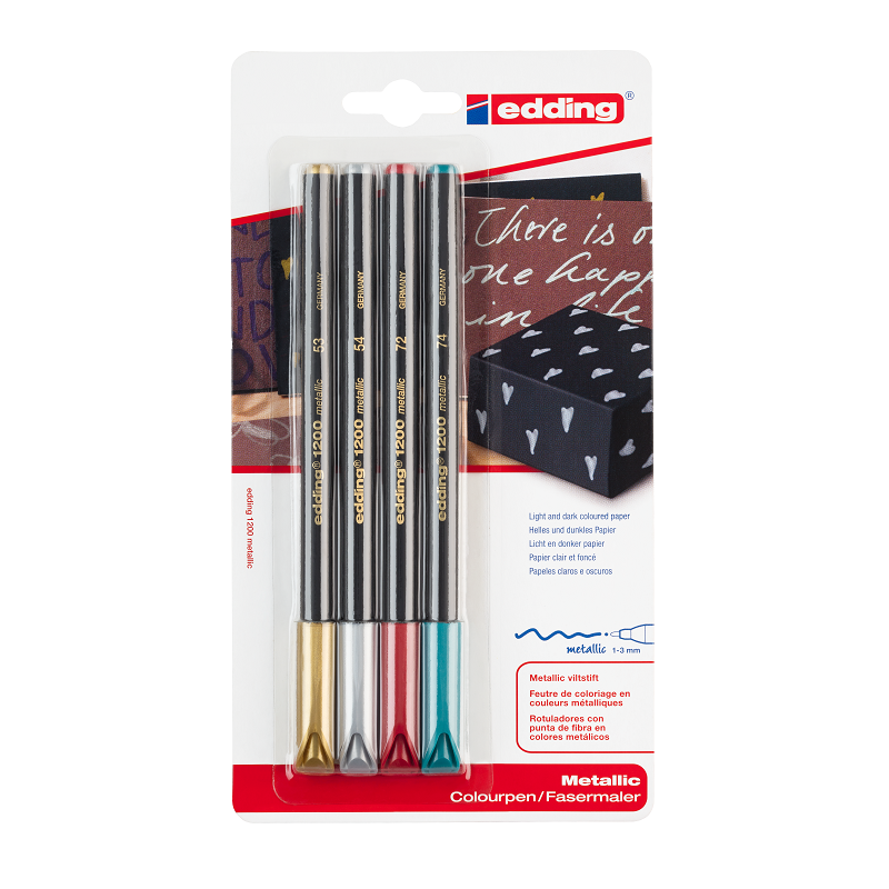 Fix EDDING 1200 METALLIC na papír, 4ks