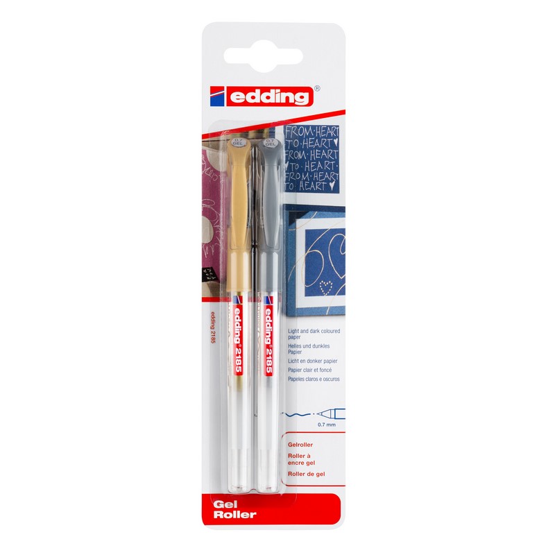 Gelový roller EDDING 2185, 2ks metalické