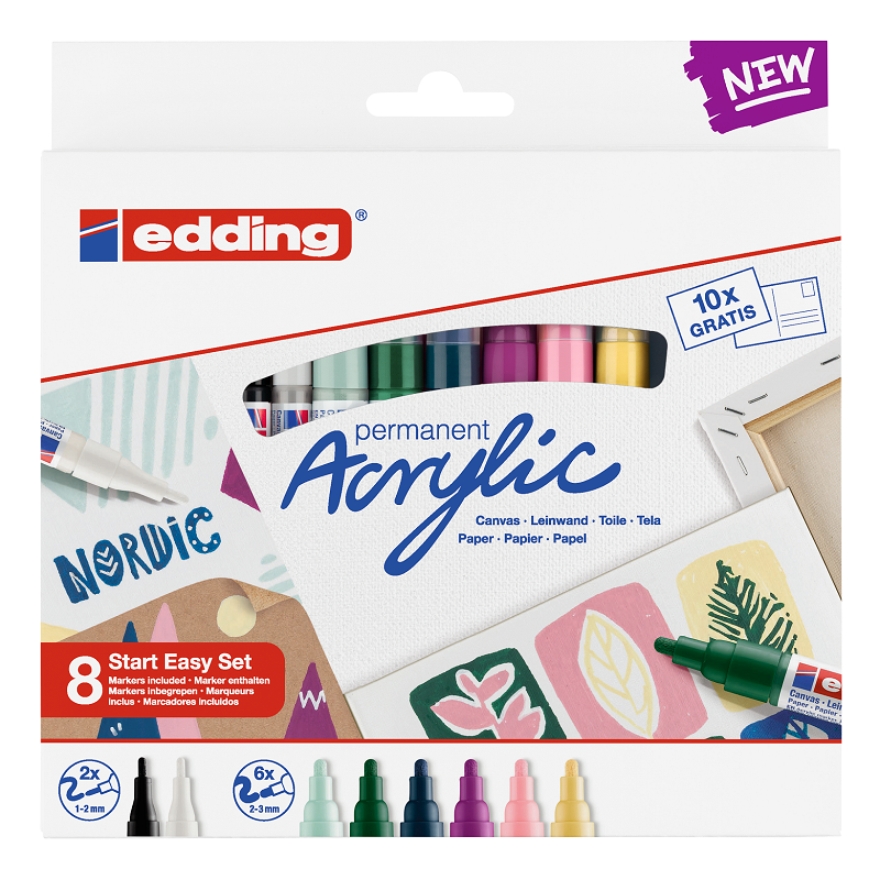 EDDING Akrylový popisovač EDDING, 8ks Nordic Easy Start