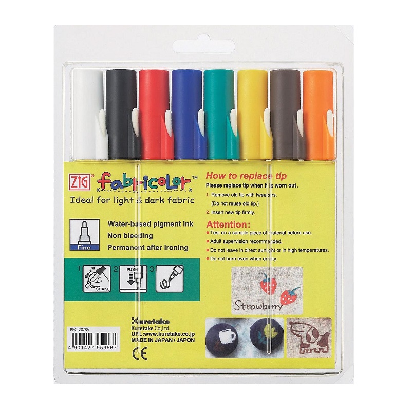 KURETAKE ZIG Fabricolor na textil, 8ks