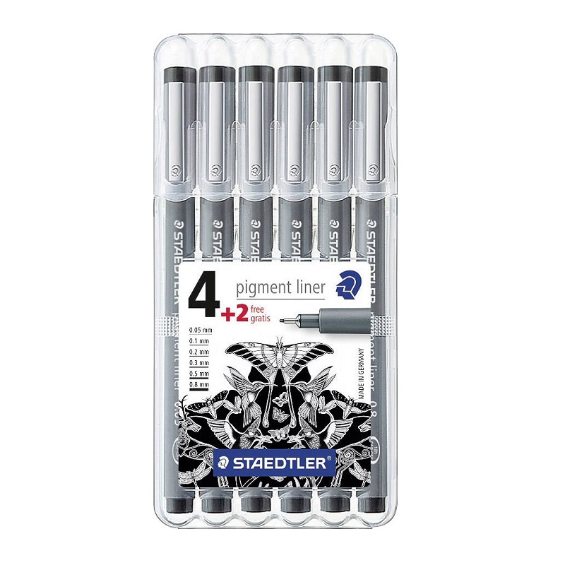 Liner STAEDTLER Pigment, 4+2ks