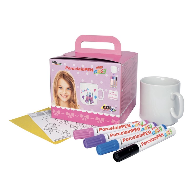 Popisovač na porcelán KREUL EASY, sada s hrníčkem pro holky