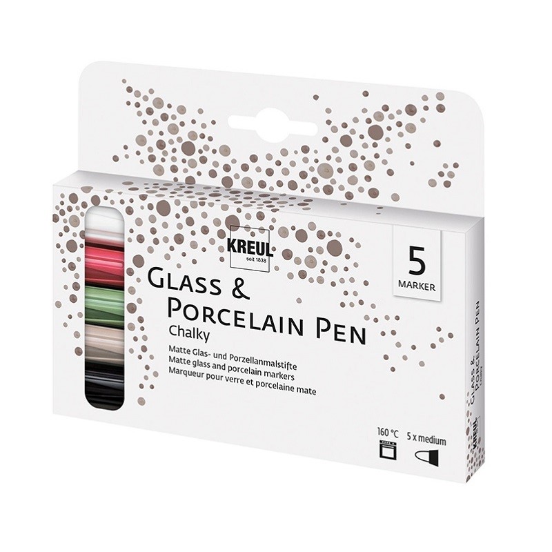 Popisovač na sklo a porcelán KREUL CHALKY "M", sada 5ks