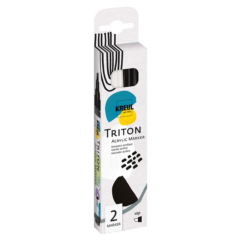 Akrylový popisovač KREUL Triton šikmý, sada 2ks bílý a černý